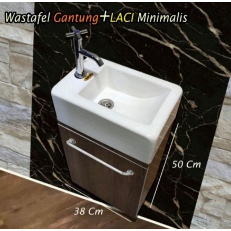 Wastafel gantung minimalis set kabinet / wastafel cuci tangan / wastafel kabinet berbahan fiberglass