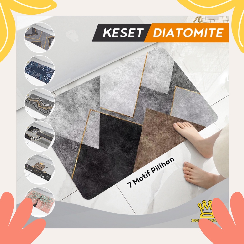 Keset Kaki Nyerap Air Diatomite Anti Slip / Keset Batu Kamar Mandi 7 Motif