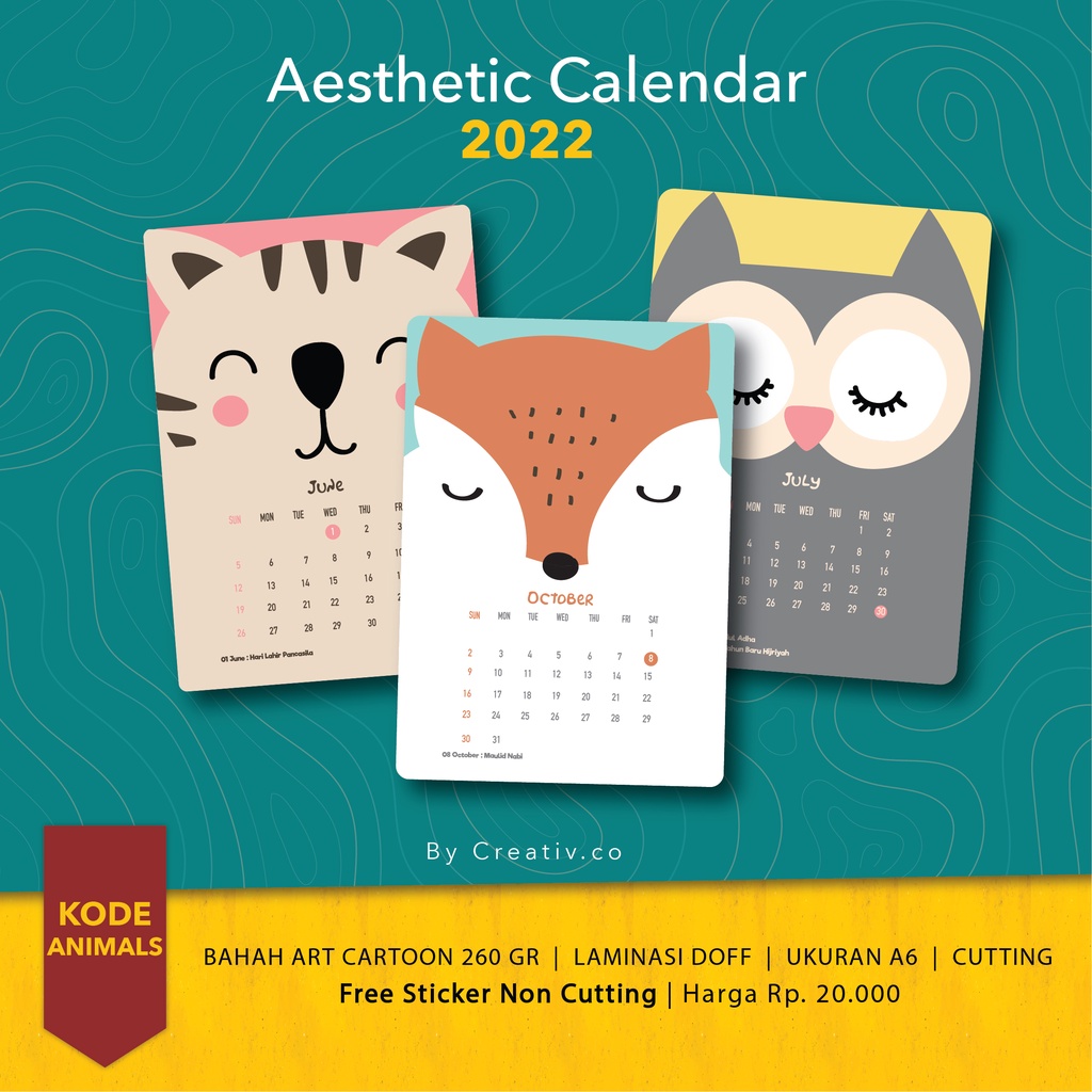 

KALENDER AESTHETIC ANIMALS 12 BULAN TAHUN 2024 [TERMURAH + BONUS STICKER]