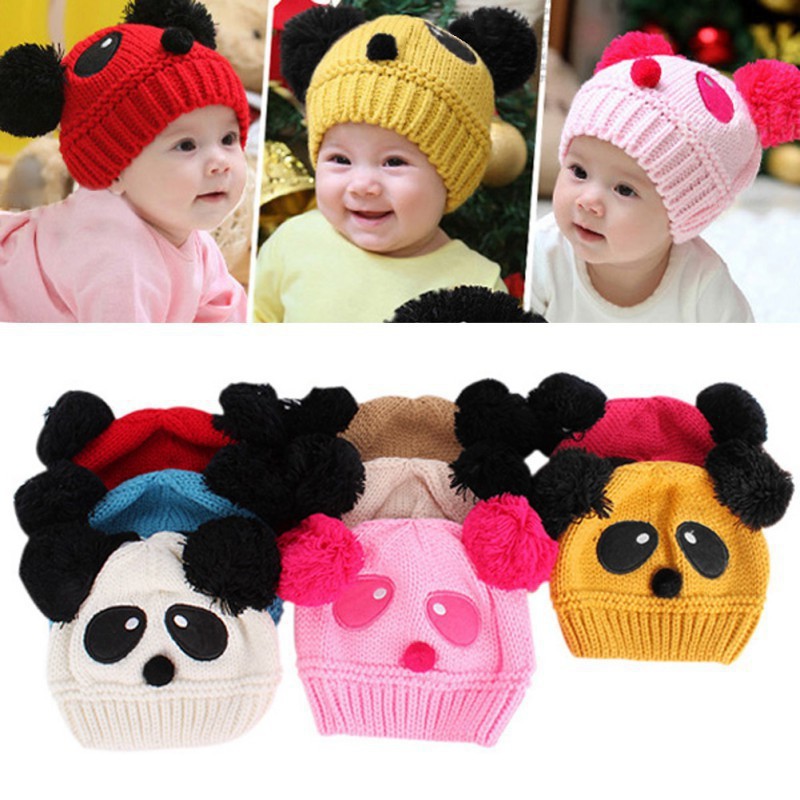 Topi Anak IMPORT bukan LOKAL Motif Panda Usia 1 2 3 Tahun - Ball Hat Kids Baby - Topi Bayi Wol IMPORT SALE