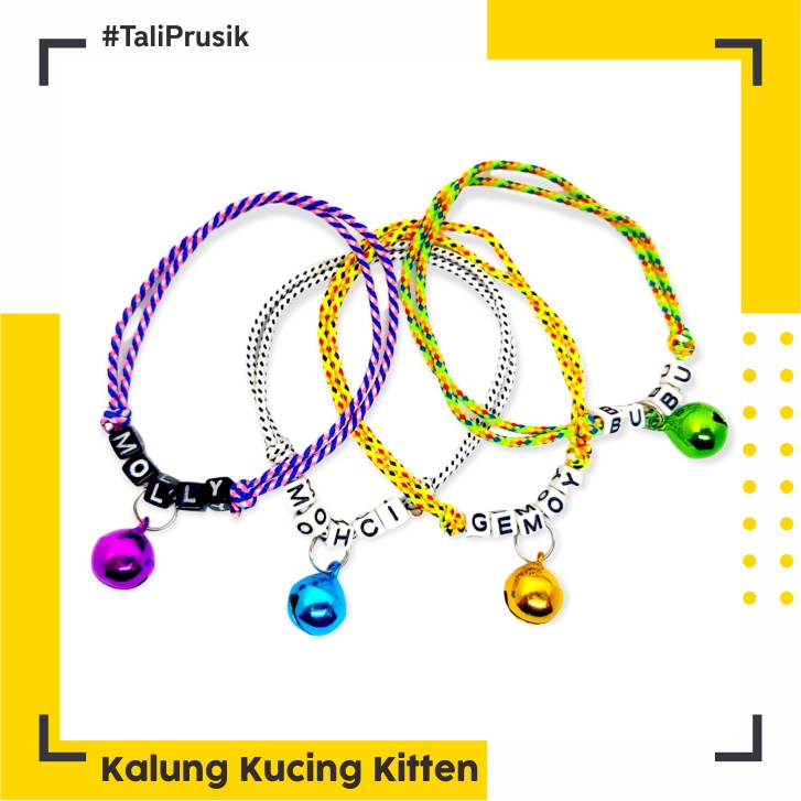 Kalung Anak kucing Tali Prusik / Kalung Kucing Nama Kitten