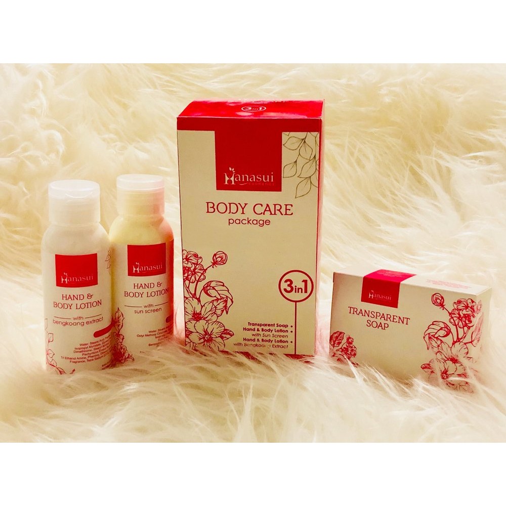 PAKET HANASUI BODY CARE 3 IN 1 BPOM ~ PAKET BODY LOTION HANASUI