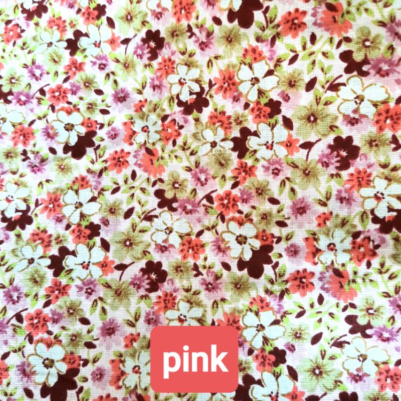 kain katun 40s meteran motif bunga warna warni -50cm
