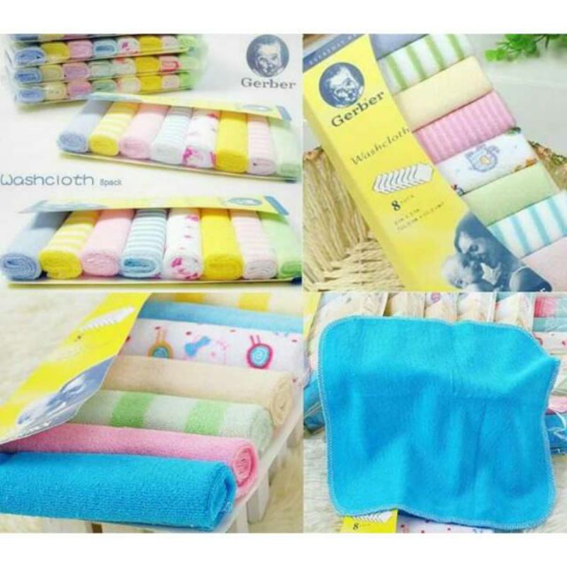 Gerber Baby Cotton Washcloth Sapu Tangan Untuk Anak Dan Bayi - 8 Pcs