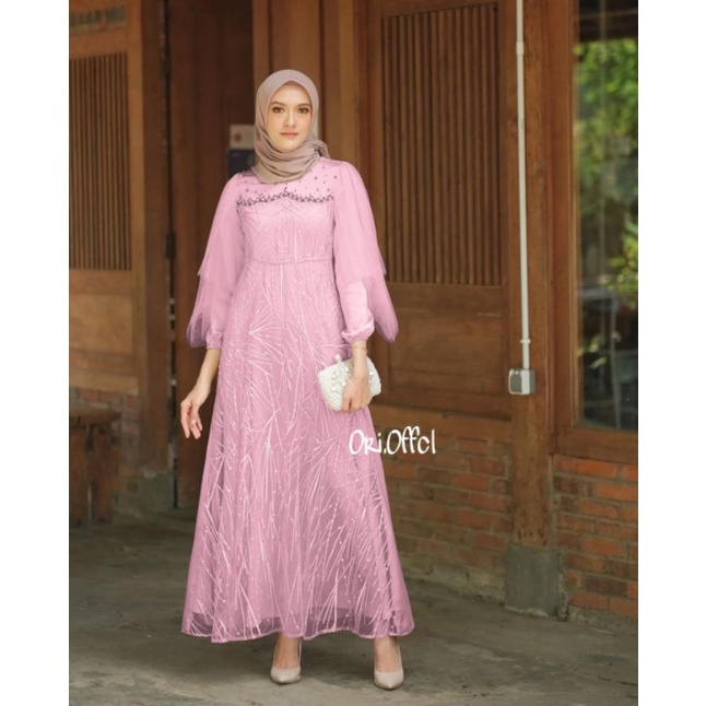 READY JUMBO || Bisa COD || Produk Terbaru || Gamis Alia GAMIS BRUKAT KEBAYA TILE MAXY DRESS WANITA MUSLIM BROKAT TULLE VELVET MURAH GAMIS TERBARU