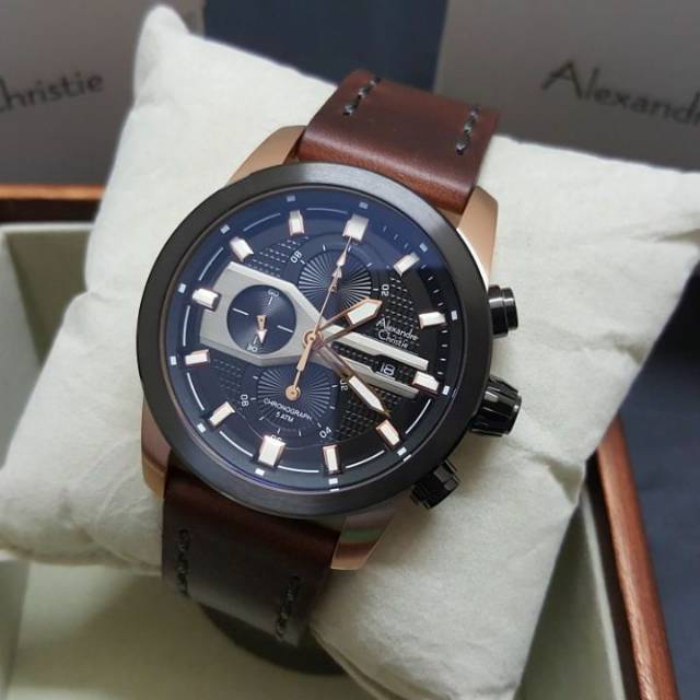 Jam Tangan Pria Alexandre Christie AC 6270 Rosegold Black