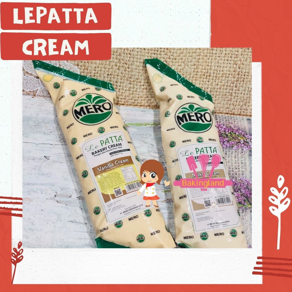 

Lepatta Cream isian Bakery Mero 1kg krim isian sus/pie