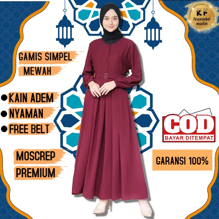 Baju Dress Gamis Wanita Syari Busana Muslim Terbaru Modern Maxi Lengan Balon Outfit Muslimah  PESTA 