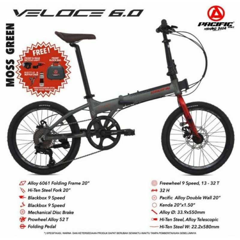 Sepeda lipat Pacific Veloce 6.0 alloy 9 speed