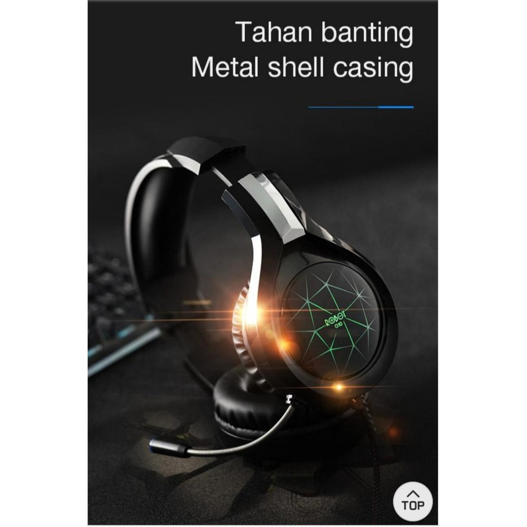 ROBOT RH-G10 Gaming Wired Headphone 7 Colour LED Light - Garansi Resmi 1 TAHUN