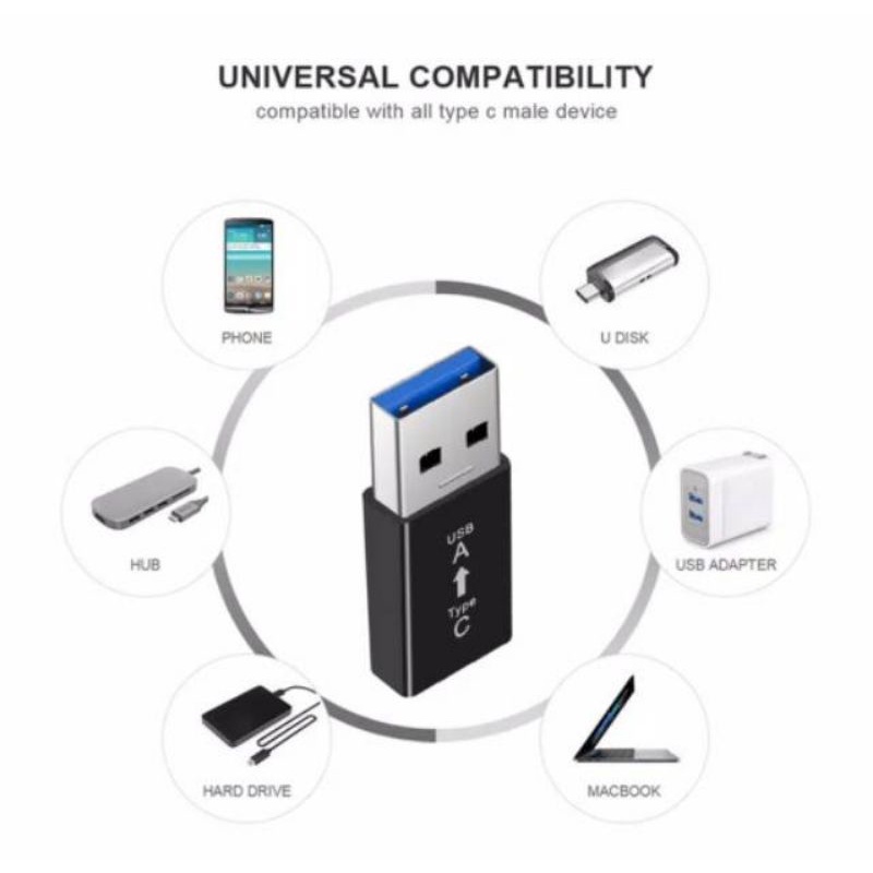 Konverter USB 3.1 tipe Type C female to male USB 3.0 OTG  transfer data fast charging original