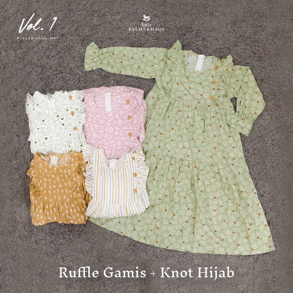 LPH05 LITTLE PALMERHAUS SET RUFFLE GAMIS &amp; KNOT HIJAB ANAK