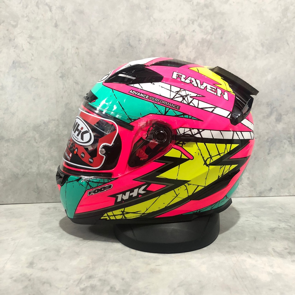 Helm NHK RX9 RX 9 Raven Pink Fluo Yellow Glossy Original