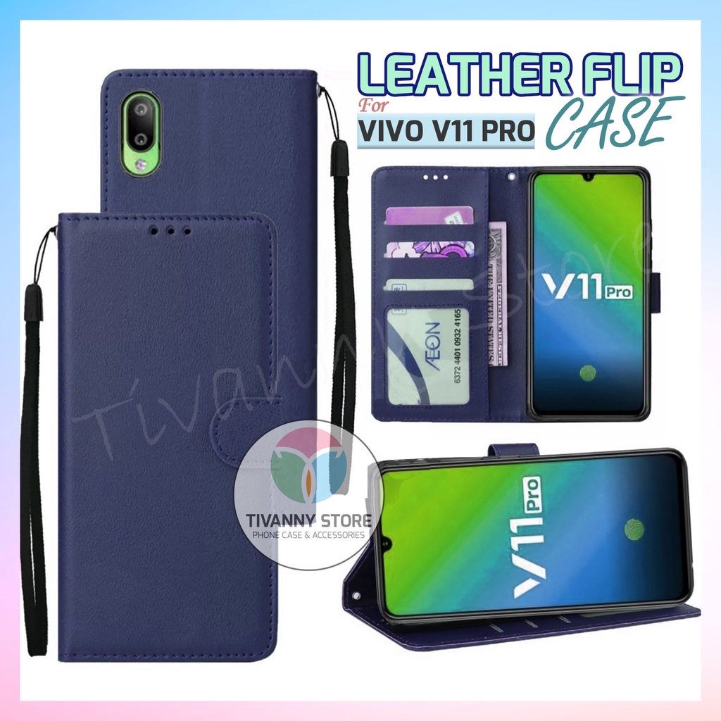 Leather Flip Case VIVO V11 PRO / Wallet Leather Case / Casing Hape Dompet Kulit Slot Sim Card / SARU