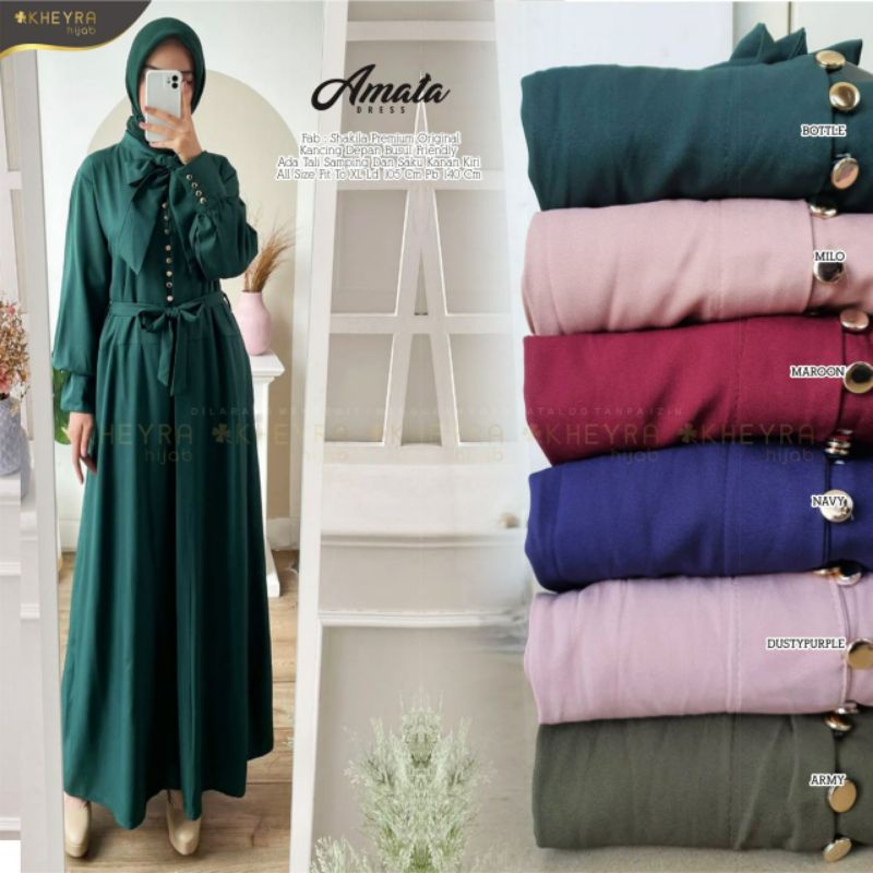 AMATA DRESS BY KHEYRA HIJAB / GAMIS POLOS LD 105