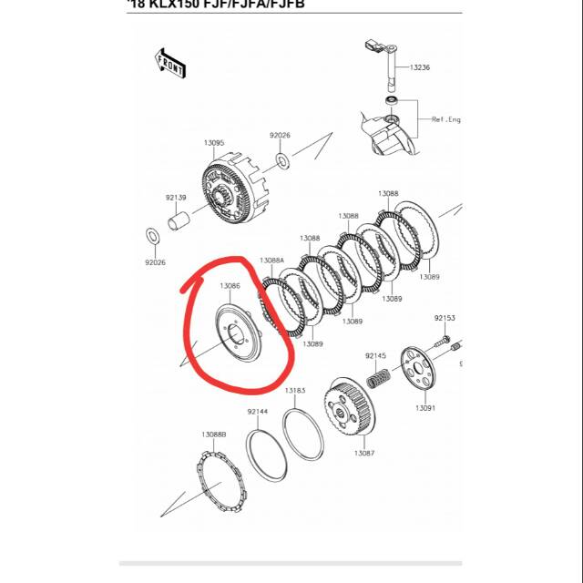 wheel clucth kaki 4 empat klx150 original