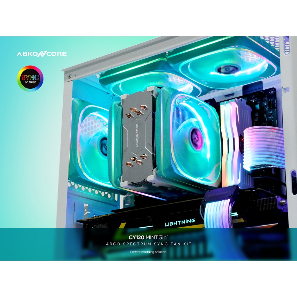 ABKONCORE CY120 Mint ARGB SPECTRUM SYNC 3in1 Fan Case - Hijau