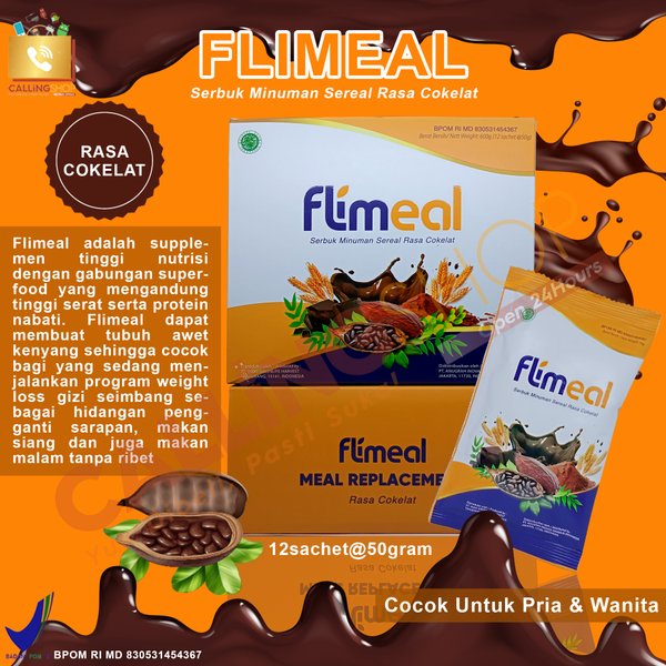 Flimeal Meal Replacement Rasa Coklat - 1 Box isi 12 sachet