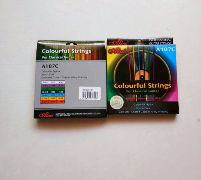 Senar gitar klasik warna warni Alice A107C senar gitar nylon nilon colorful guitar strings