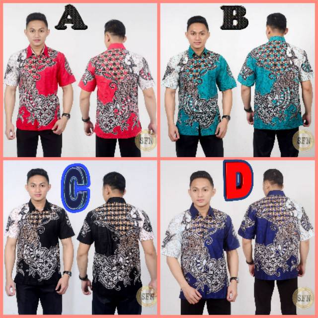 Hem Batik Pria Pendek Lawasan Sogan/Pari Sulur/Parang Black/Merak Papua Ori by Batiek solo DC2709