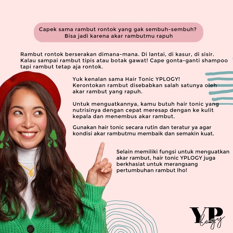 YPLOGY Hair Tonic 100ml Ginseng/Green Tea/Aloe Vera Untuk Rambut Rontok, Rambut Botak, Rambut Tipis-3