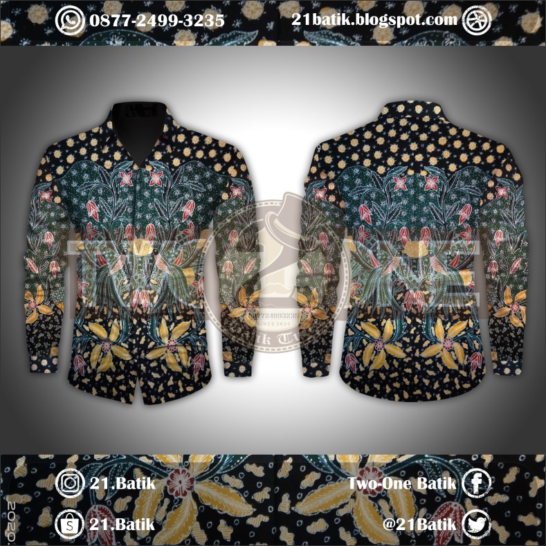 BATIK TULIS PREMIUM HALUSAN KEMEJA PRIA / WANITA FULL ISIAN (WARNA BIRU LAUT KUNING PINK)