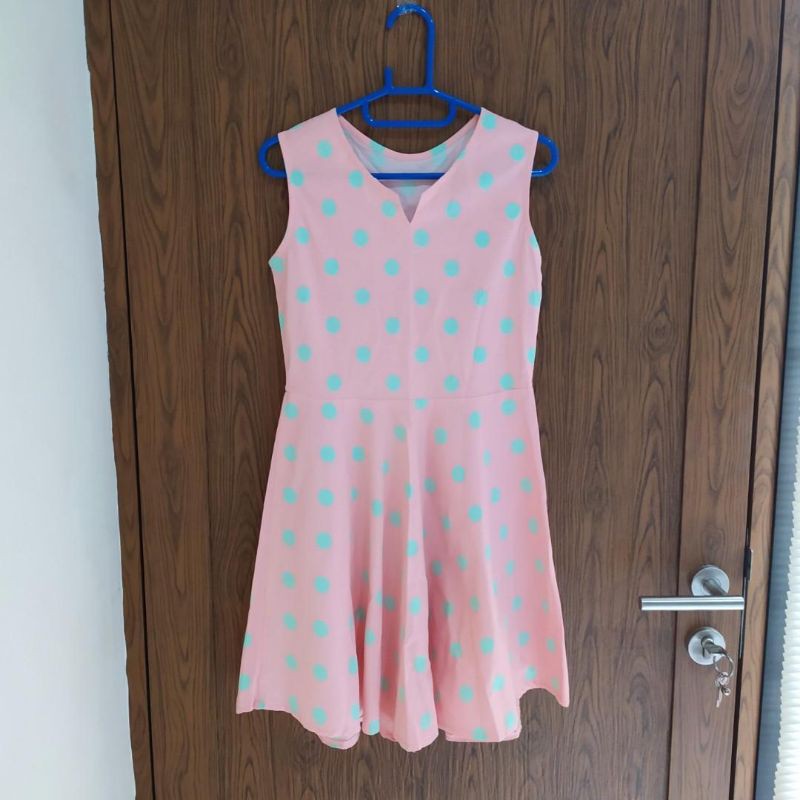 Dress salem pink polkadot