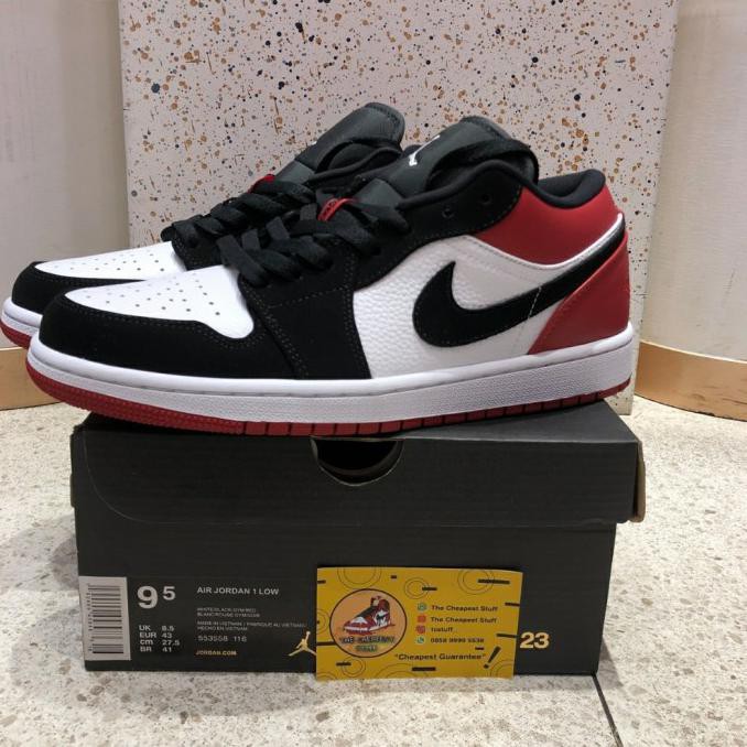 Diskon Nike Air Jordan 1 Low Black Toe - White Black Gym Red - Black Toe, 40 Termurah