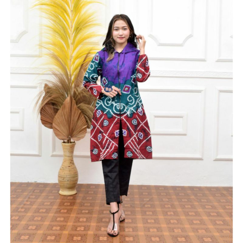 TUNIK BATIK TERLARIS BARU ZIPPER DEPAN
