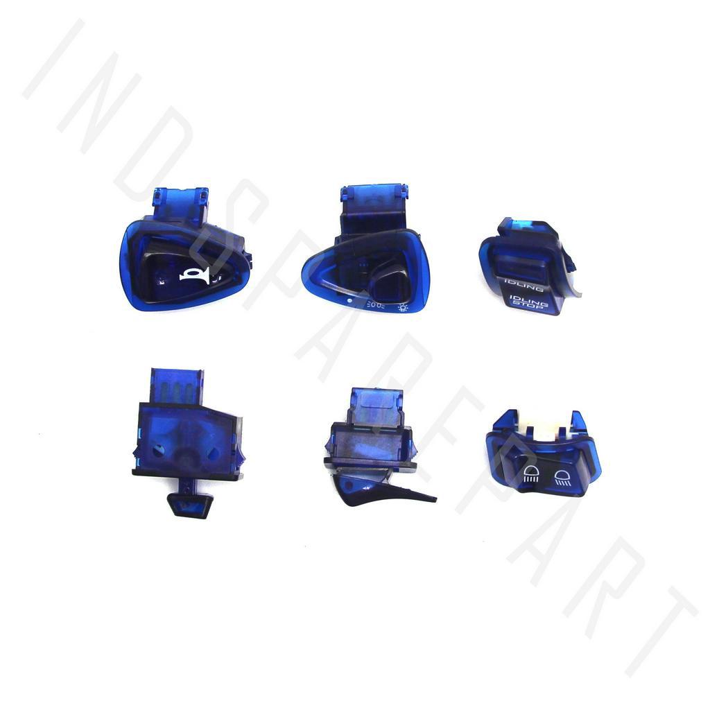 Saklar Tombol Transparan Biru 6 Pcs-Set Vario Techno 110-125-Scoopy Lama-FI-Supra X 125 Helm In