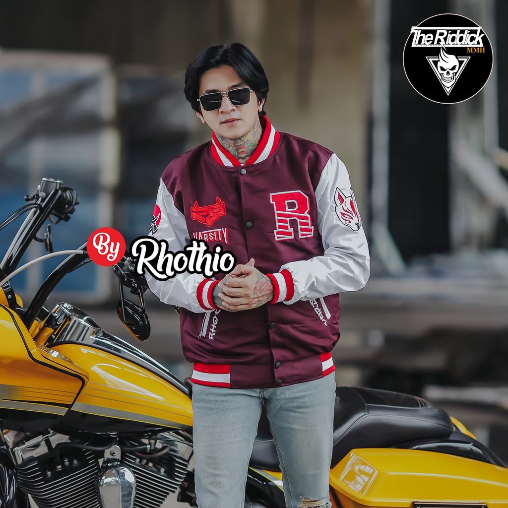 Varsity Rhothio Full Bordir | Jaket Bomber Varsity Jacket Vintage Baseball Oversize Jumbo Original The Riddick