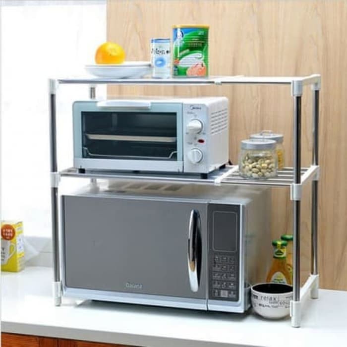 Microwave Storage Rack Oven Stainless Stell Shelf Rak Penyimpan Dapur - PMC 821