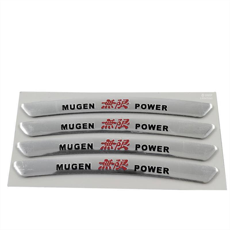 4 x Aluminum MUGEN POWER Letter Logo Car Auto Wheel Tire Decorative Emblem Badge Sticker Decal HONDA MUGEN