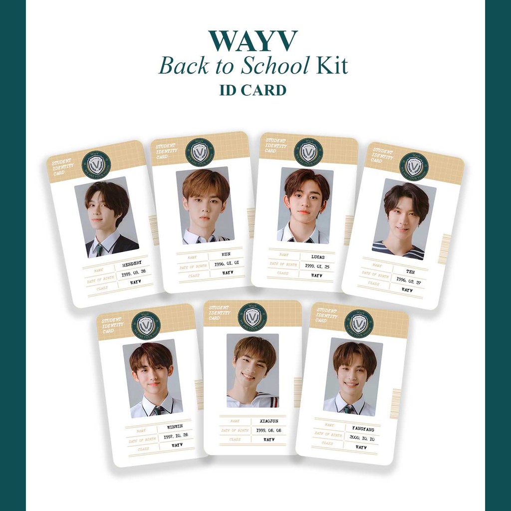 WAYV ID Card Photocard Back to School 2021 Unofficial | Hendery Kun Lucas Ten Winwin Xiaojun