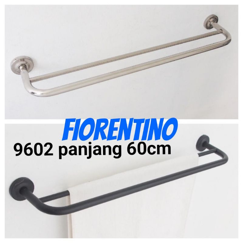 rak handuk fiorentino 9602 stainless / black hitam 2 baris 60cm