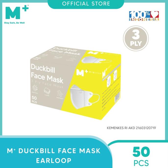 NEW Masker Duckbill Earloop M+ 3 Ply - Duckbill Face Mask Isi 50 Pcs