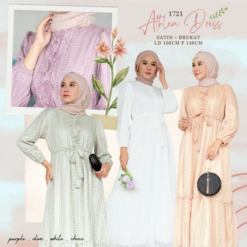 Athela Dress/Dress Brukat/Gamis Brukat/Brukat Premium/Gamis Lebaran/Dress Seragaman