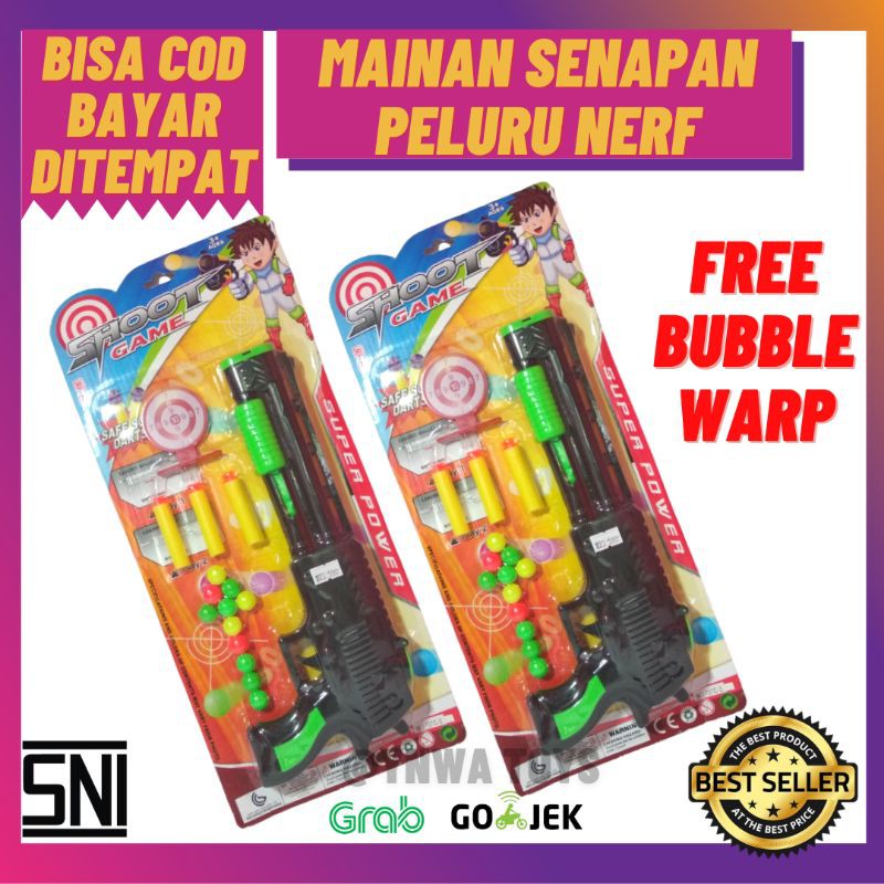 MAINAN ANAK SENAPAN TEMBAK TEMBAKAN PISTOL KOKANG PELURU NERF BUSA SPON NEMPEL KACA
