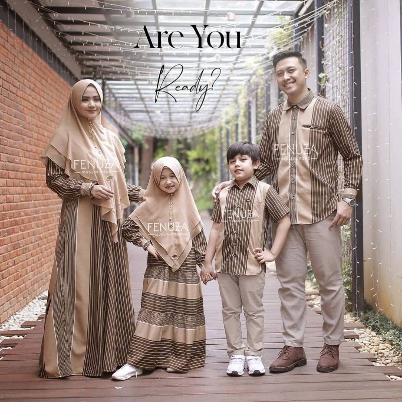 Gamis Sarimbit Marvel Marvella  Bronze Brown ( Dress Mom & Kids Set Khimar) BY Fenuza