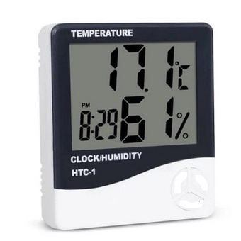 HTC-1 Hygrometer Termometer Ruangan Digital Jam Thermometer Indoor