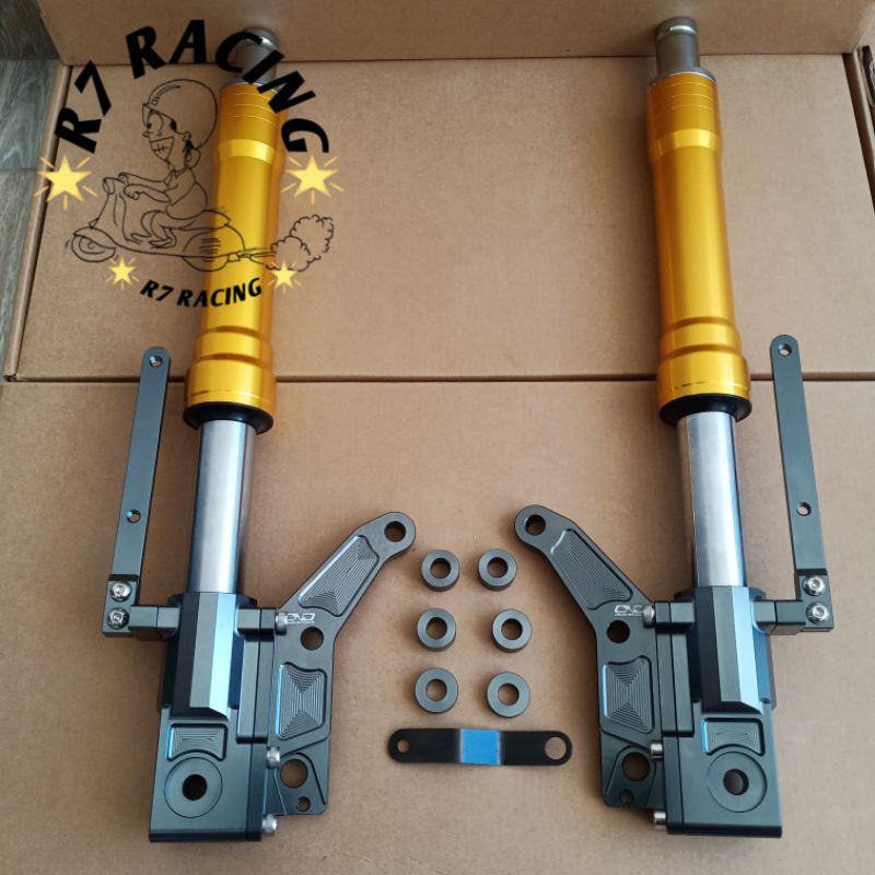 up side down aerox 155 delkevic DND double disk usd shock depan delkevic double disk aerox 155
