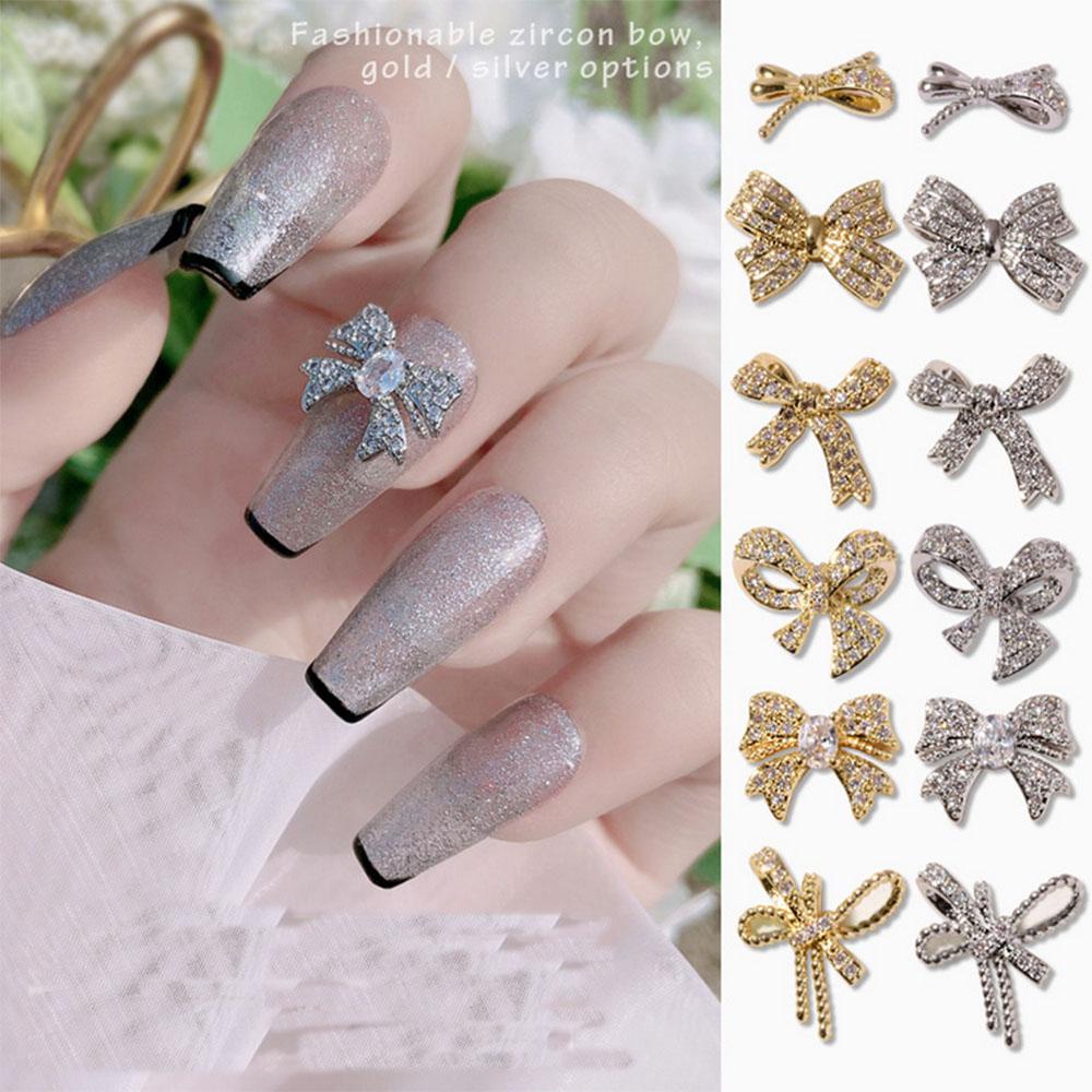 Mxbeauty Charms Perhiasan Bentuk Pita Bahan Zircon Untuk Dekorasi Nail Art