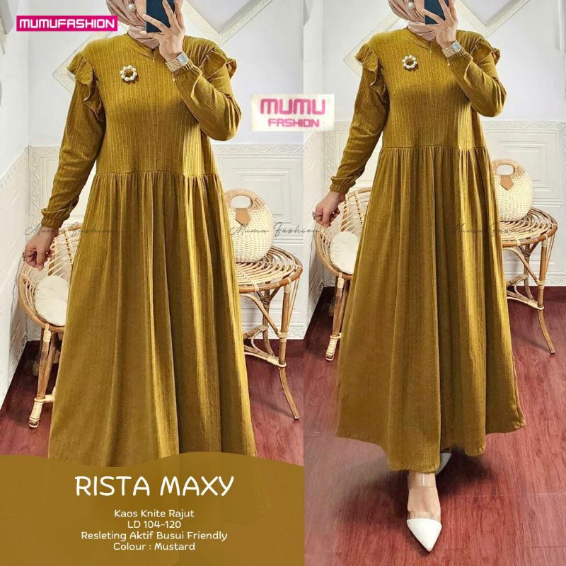 TKG - RISTA MAXY Gamis Wanita Knite Jumbo Busui Friendly by Mumu Fashion Solo