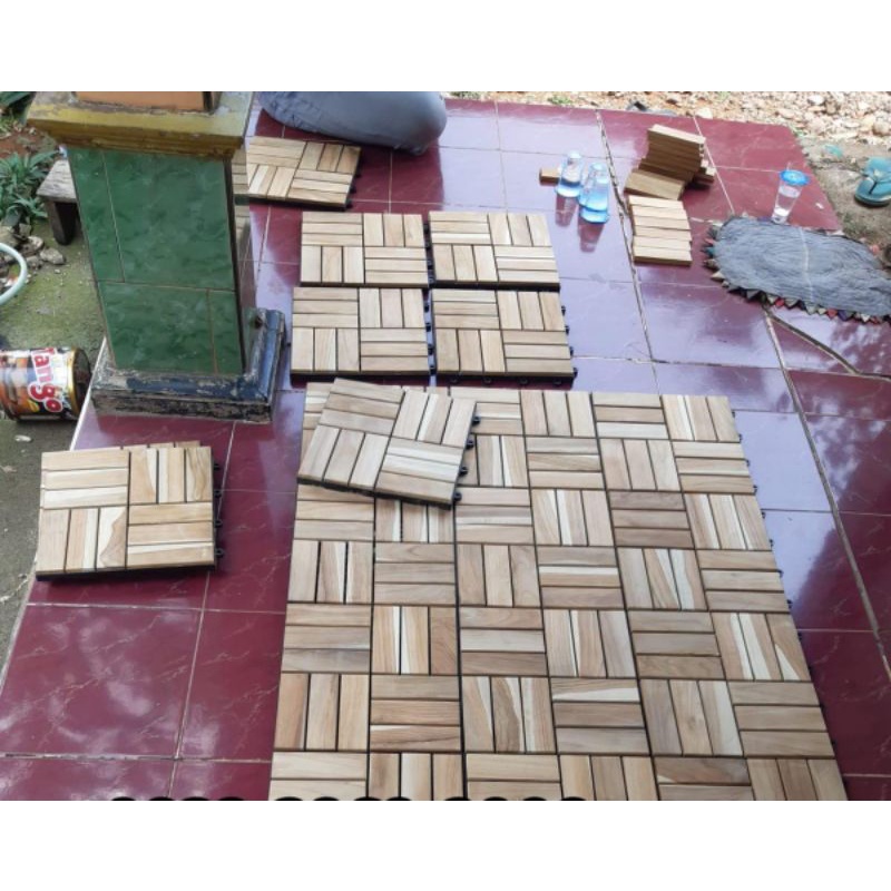 FLORING LANTAI KAYU JATI vinyl lantai ukuran 30x30