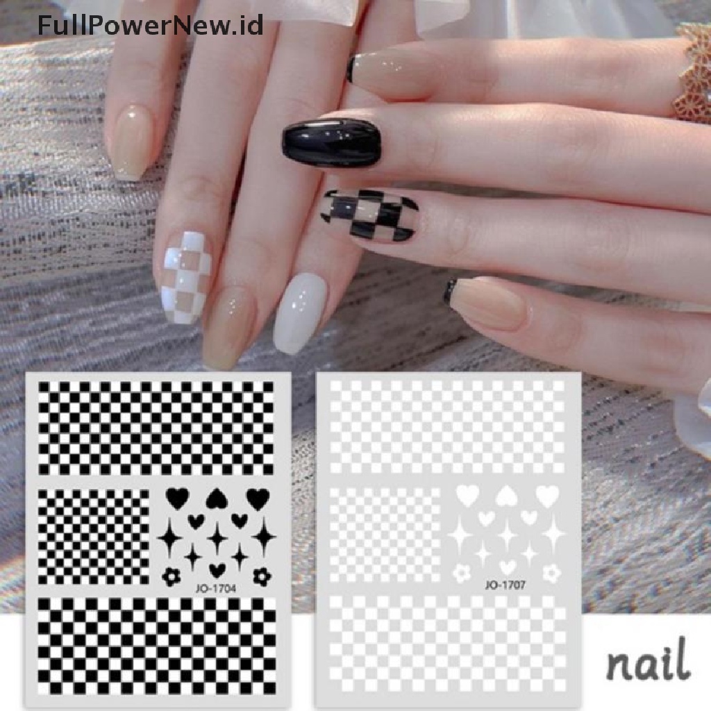 (Full) Stiker Decal Foil Motif Kotak-Kotak Untuk Dekorasi Nail Art DIY