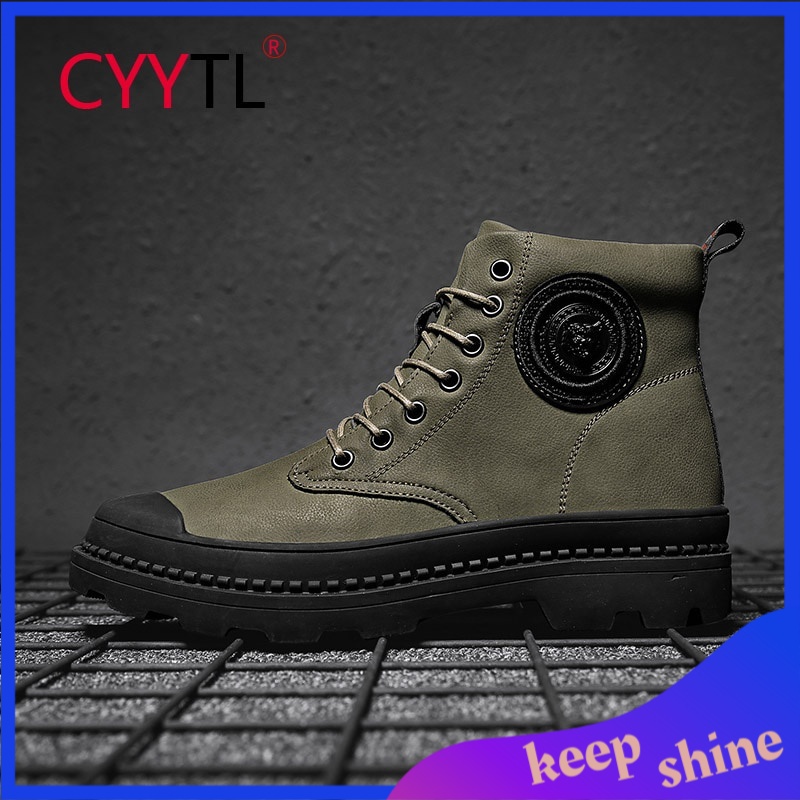mens leather platform boots