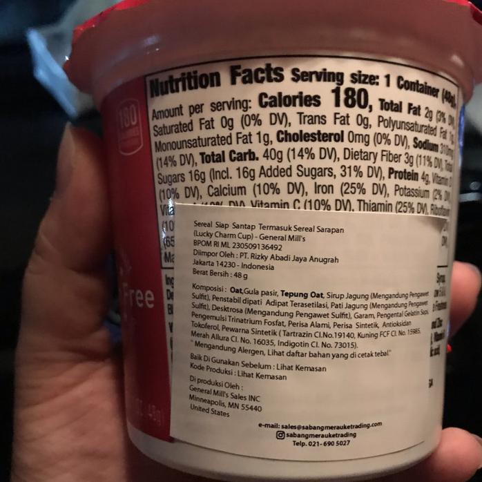 

GENERAL MILLS LUCKY CHARMS FROSTED TOASTED OAT CEREAL IN CUP 48GRAMS