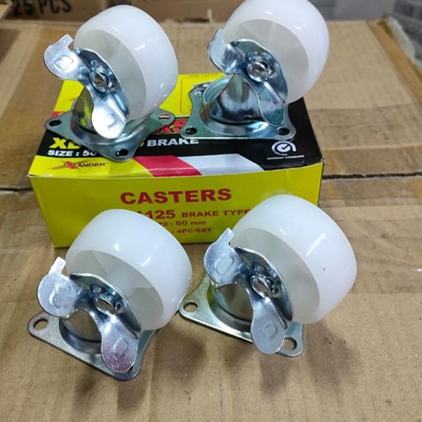 ❆ Roda 2 inch 4pcs 50mm - Xander Roda Etalase Troli Gerobak (Hidup Rem) ➯