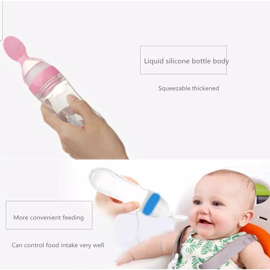 BOTOL SENDOK MAKAN BAYI / BOTOL SUSU SENDOK DAPAT BERDIRI / BOTOL SENDOK MPASI / BABY SPOON FEEDER + SUCTION FOOD GRADE BPA FREE (IP)