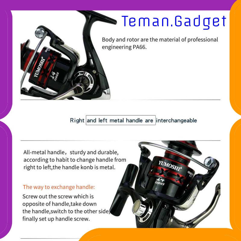 TG-IF252 YUMOSHI RS5000 REEL PANCING SPINNING 12 BALL BEARING 5.2:1